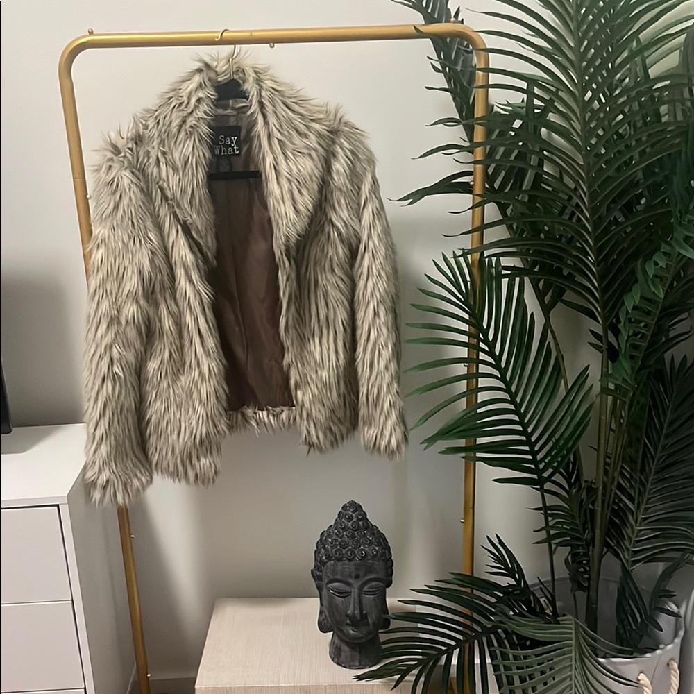 Faux Fur Jacket - Cream